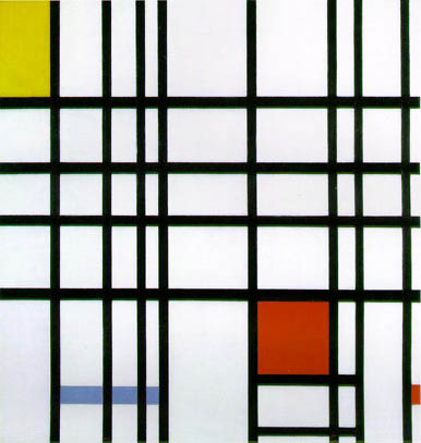 Mondriaan Red Yello wand Blue art image